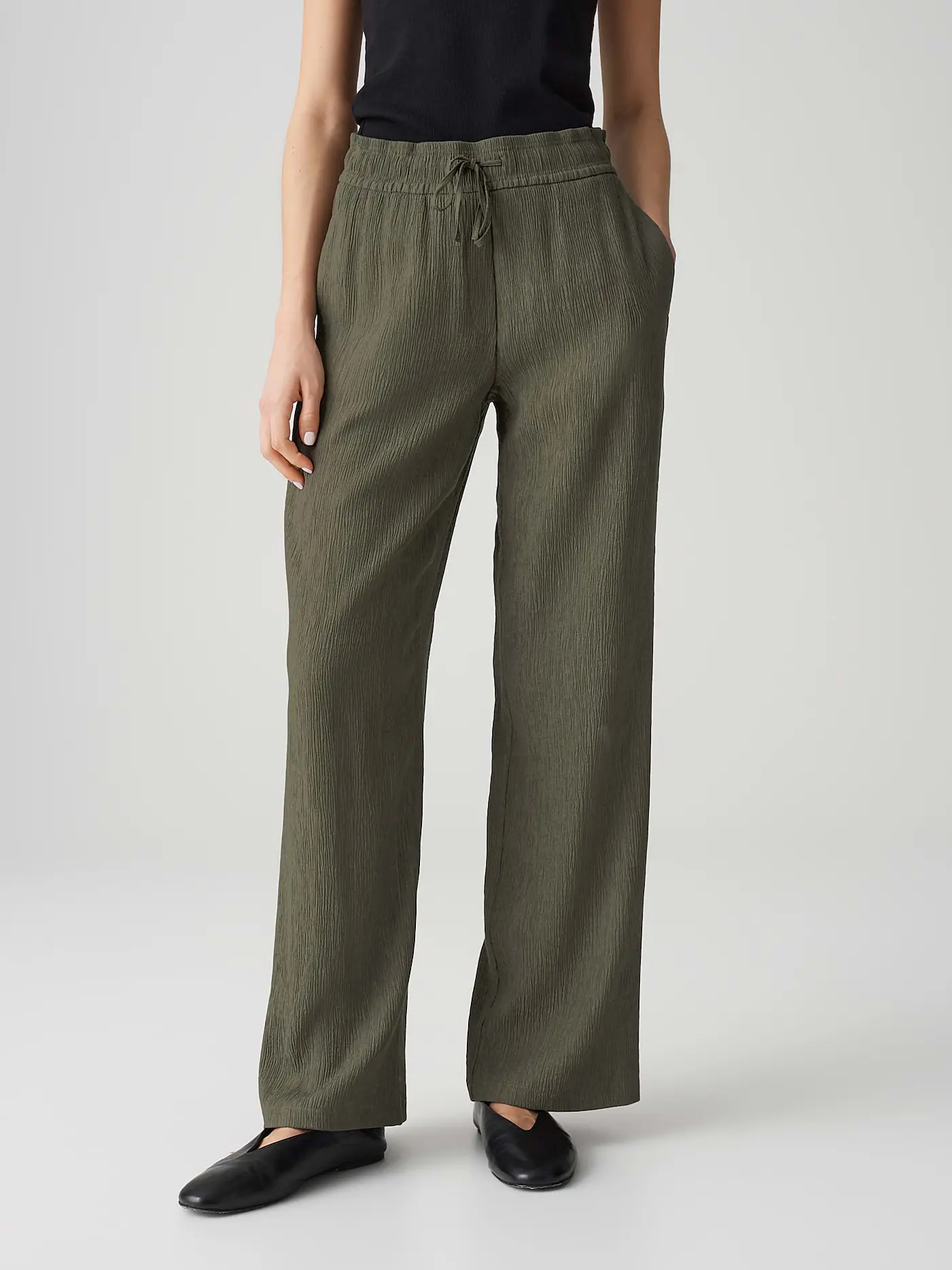 OPUS | Hose Jogging Fit MAROU CRINKLE | dunkelgrün